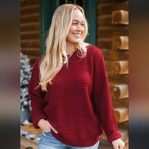 🦄 Merokeety Elegant Burgundy Knit Sweater Size Large